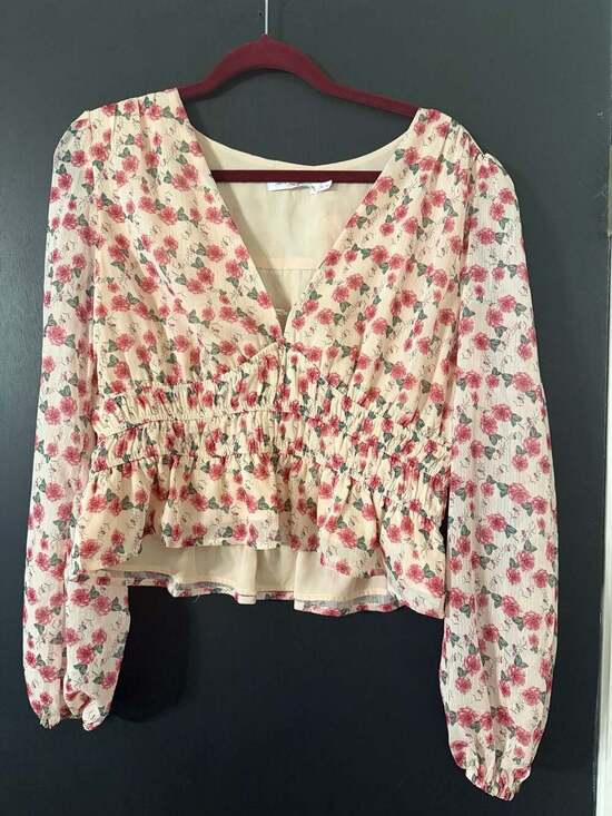 All in Favor Tops - All in Favor Floral Print Peplum Blouse cottagecore  XL